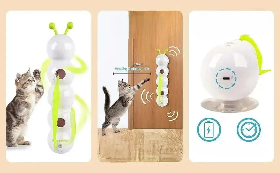 Smart Motion-Activated Cat Toy – Interactive Wack-a-Worm Tail Teaser Pops from Holes for Nonstop Feline Fun & Hunting Practice