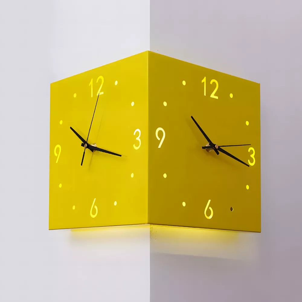 10 inch Double Sided Wall Clocks Corner Wall Clock Square for Living Room Office