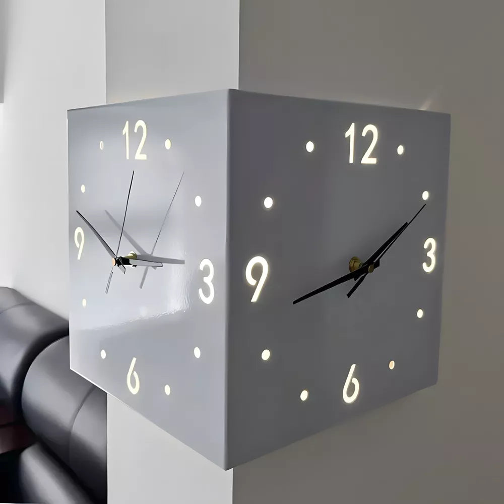 10 inch Double Sided Wall Clocks Corner Wall Clock Square for Living Room Office