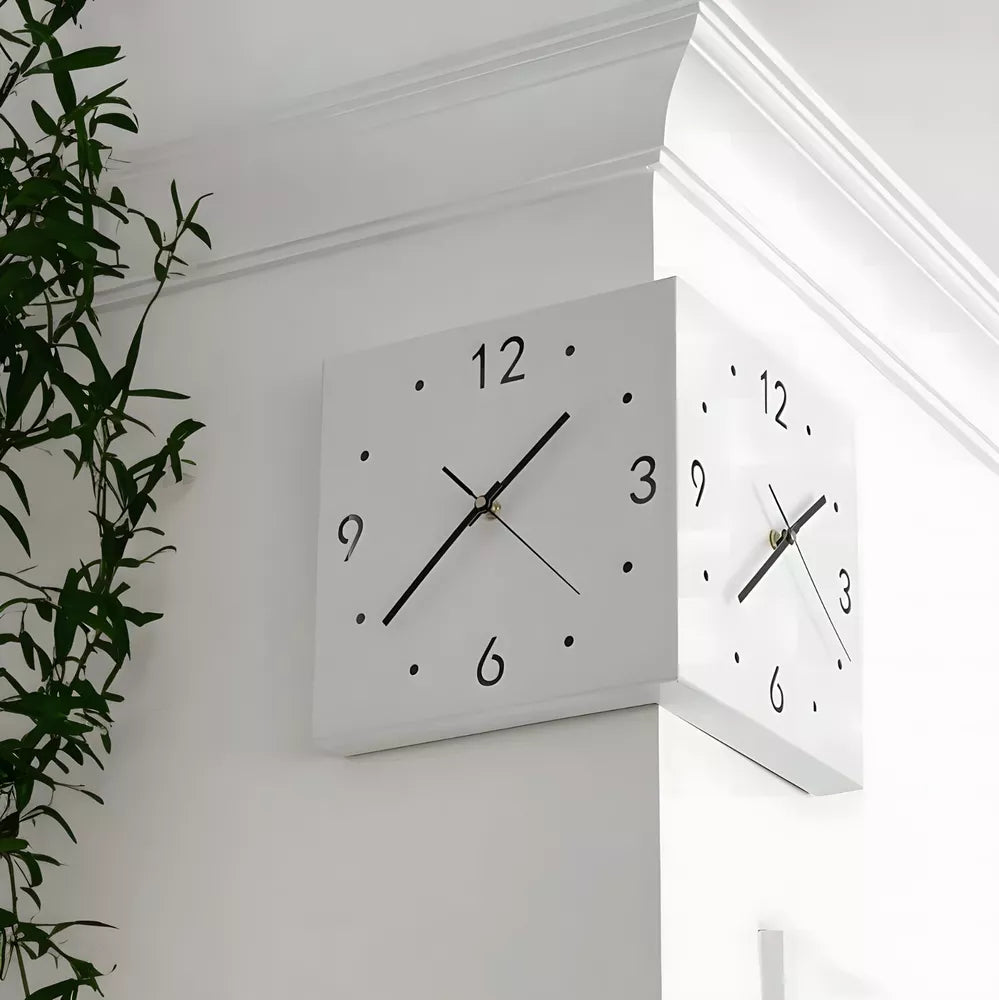 10 inch Double Sided Wall Clocks Corner Wall Clock Square for Living Room Office