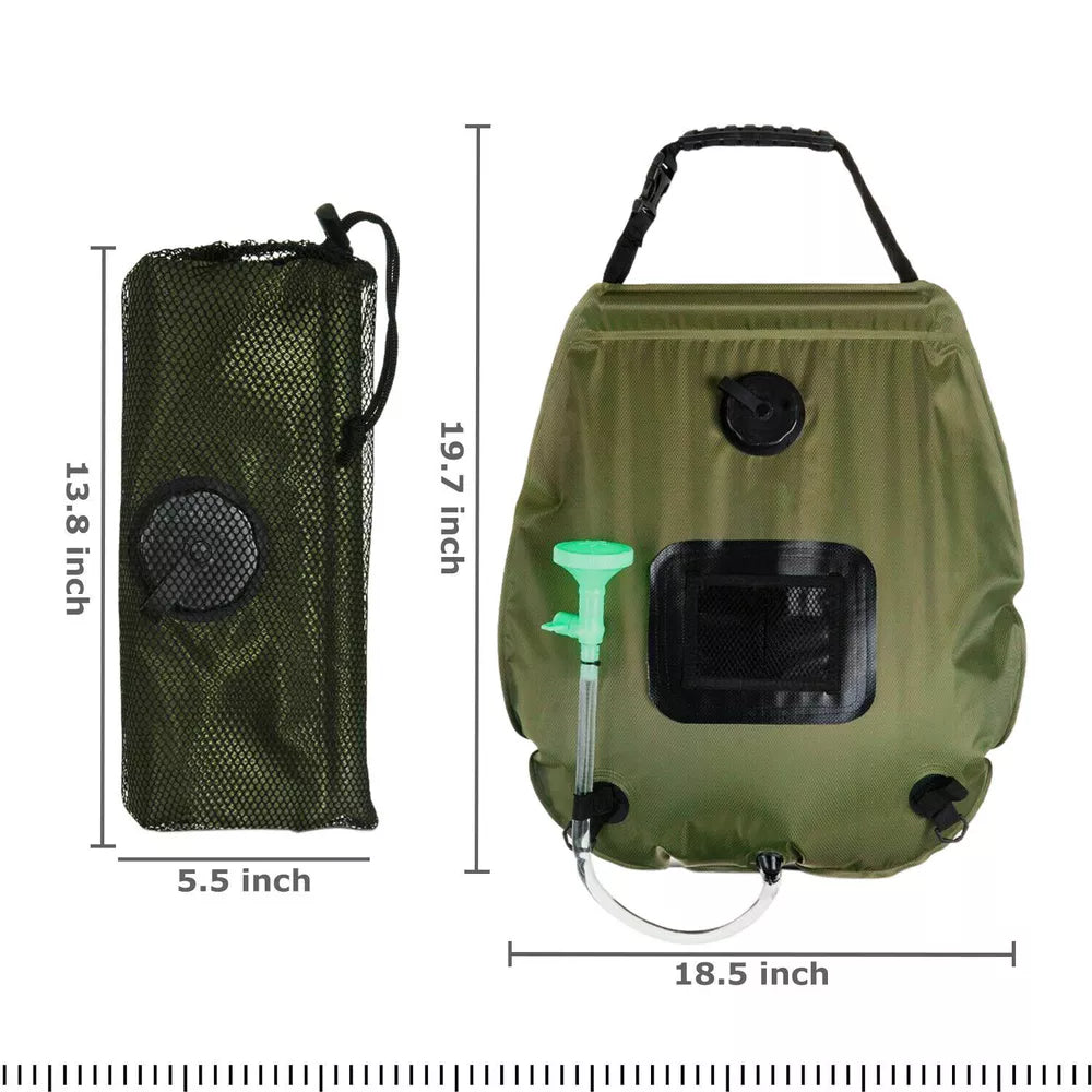 5 Gallon Solar Shower Bag Portable Outdoor Heated Camping Shower