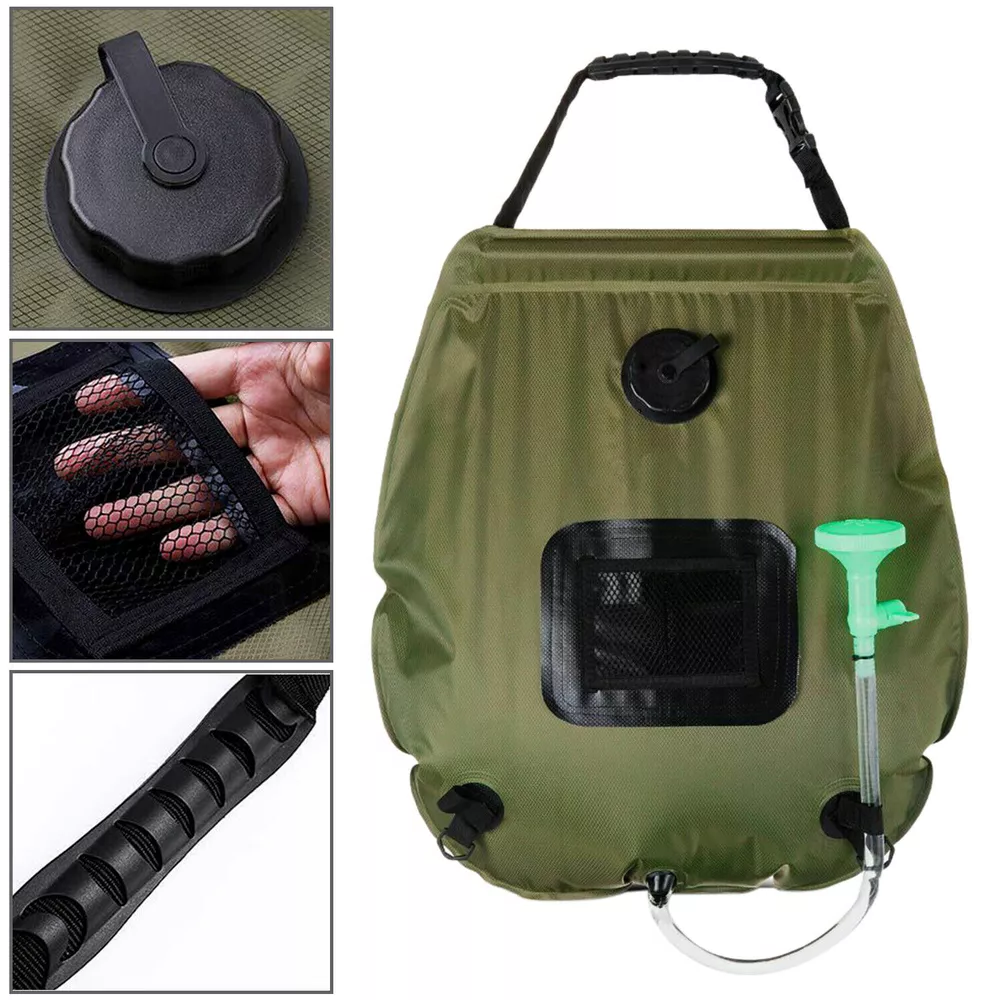 5 Gallon Solar Shower Bag Portable Outdoor Heated Camping Shower
