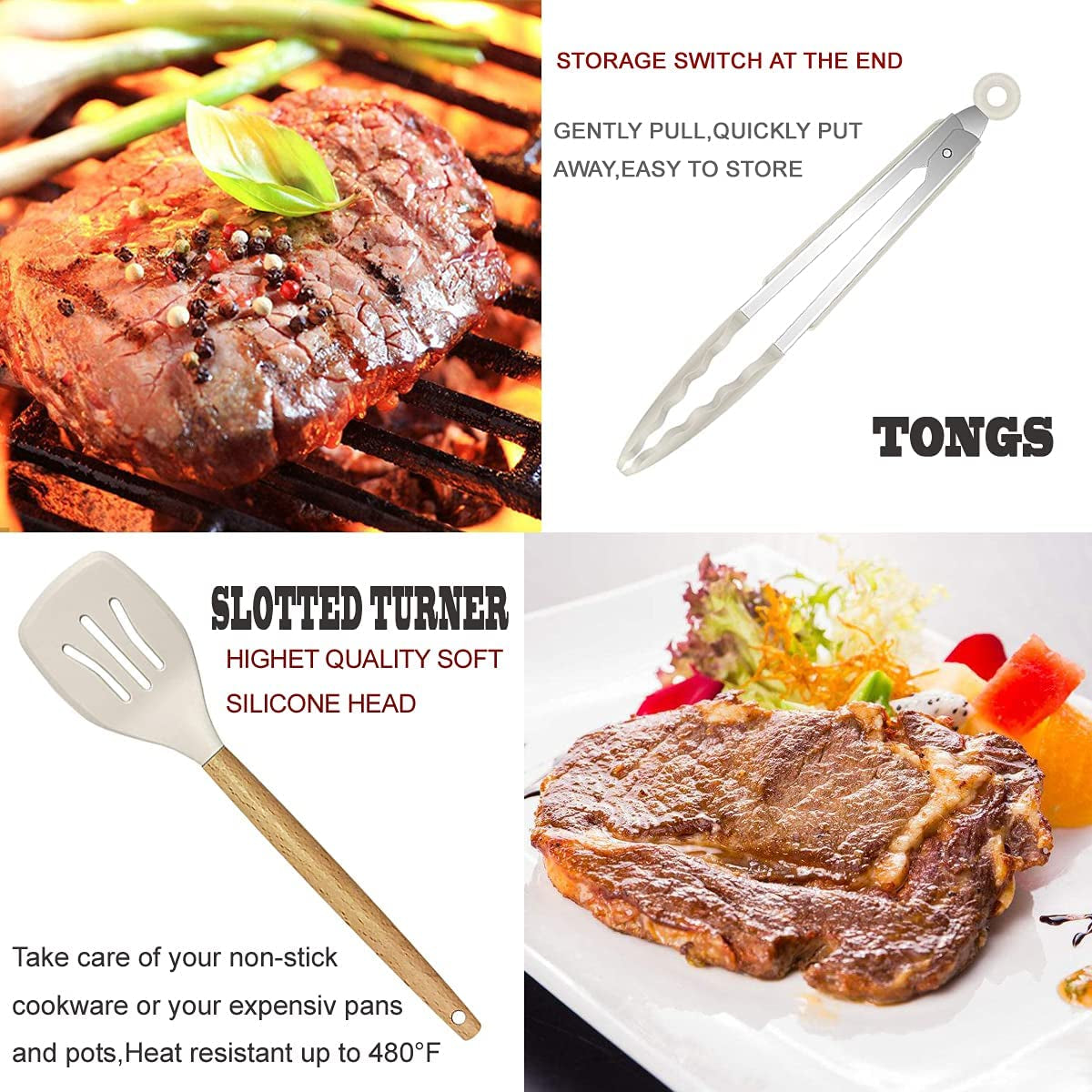 Ultimate Kitchen Utensils Set- 35 Pcs Cooking Utensils & Kitchen Gadgets Tools Set for Nonstick Cookware