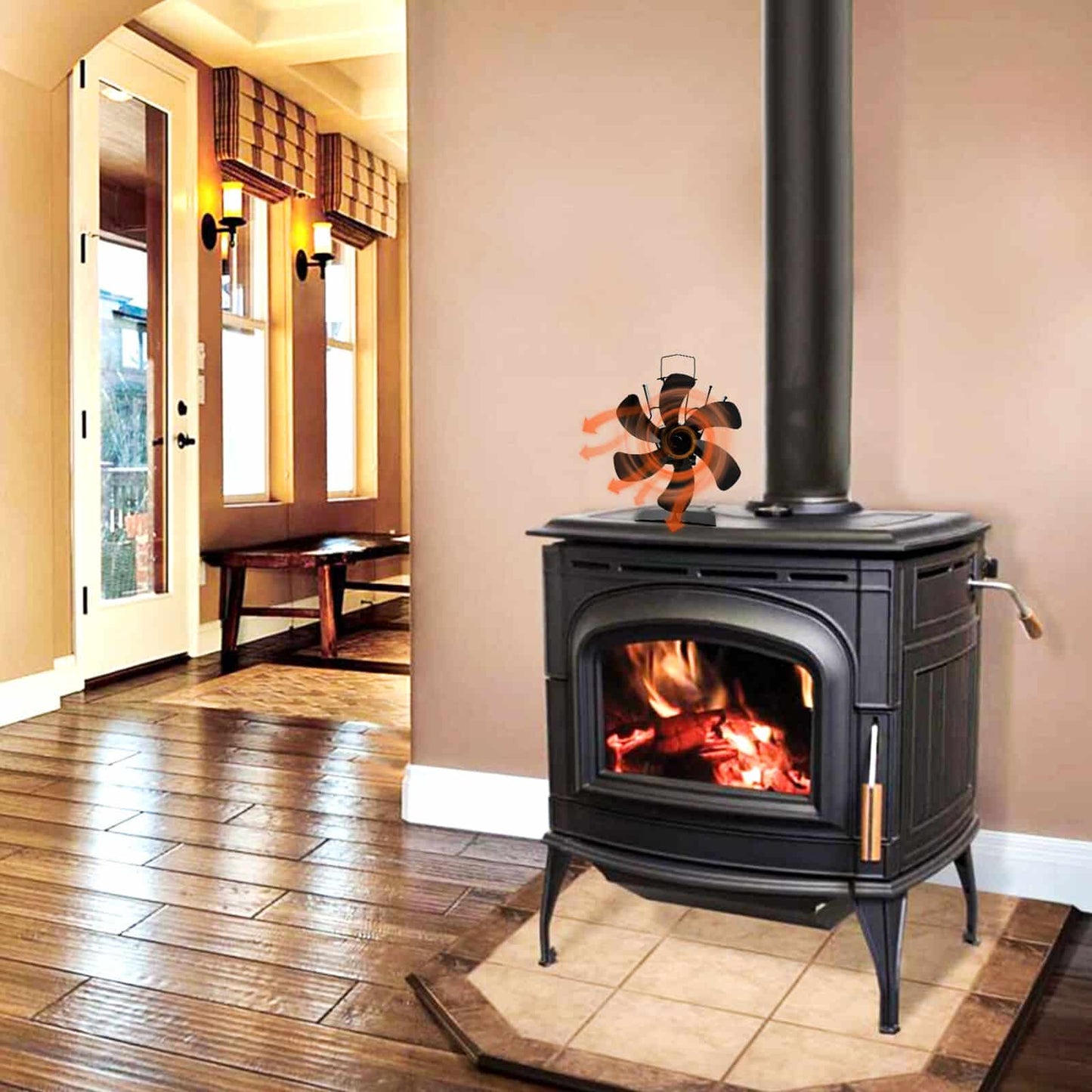 Heat Powered Fireplace Stove Fan - 6 Blades 360° Rotation Log Wood Burner