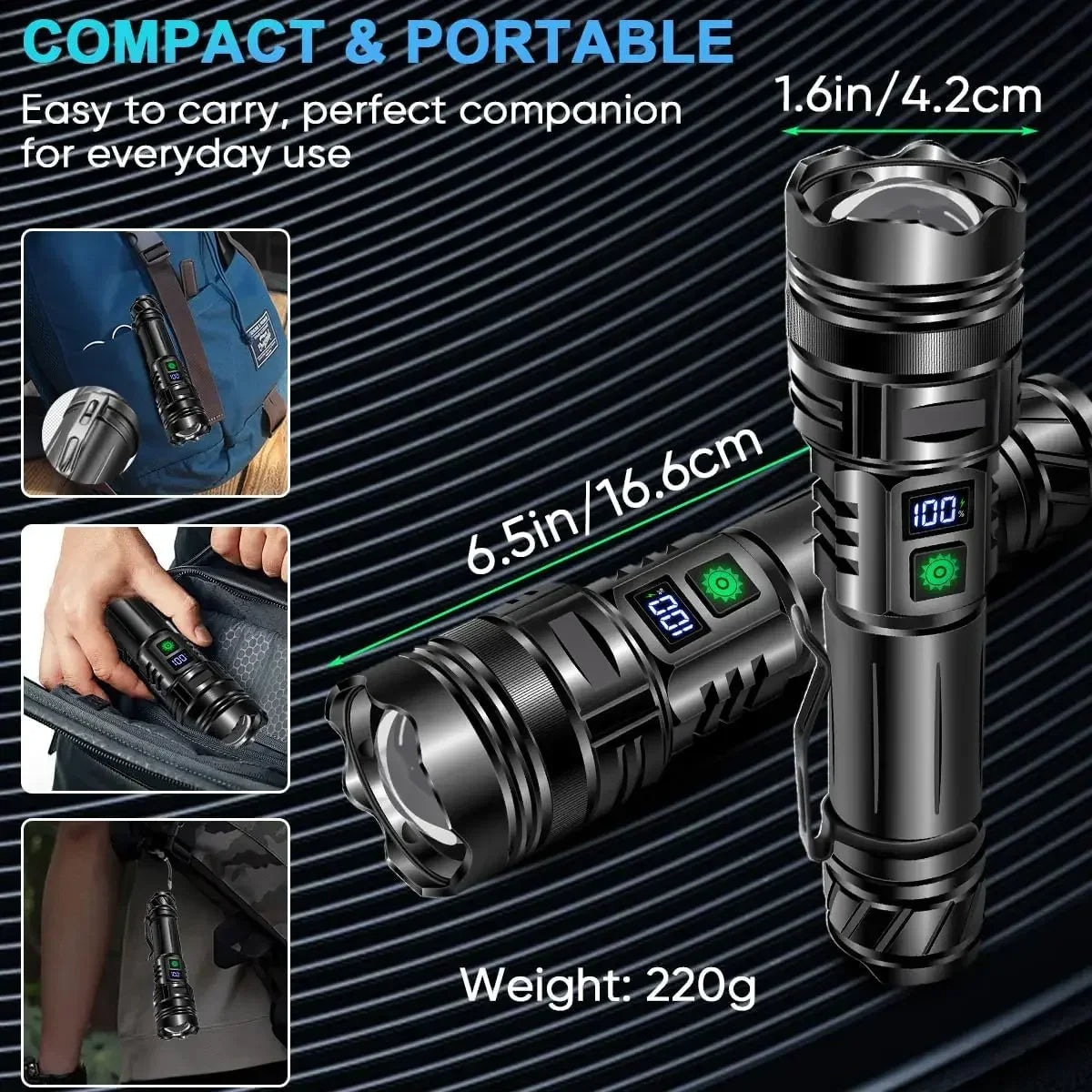 Super Bright LED Tactical Flashlight Rechargeable 100000 LM