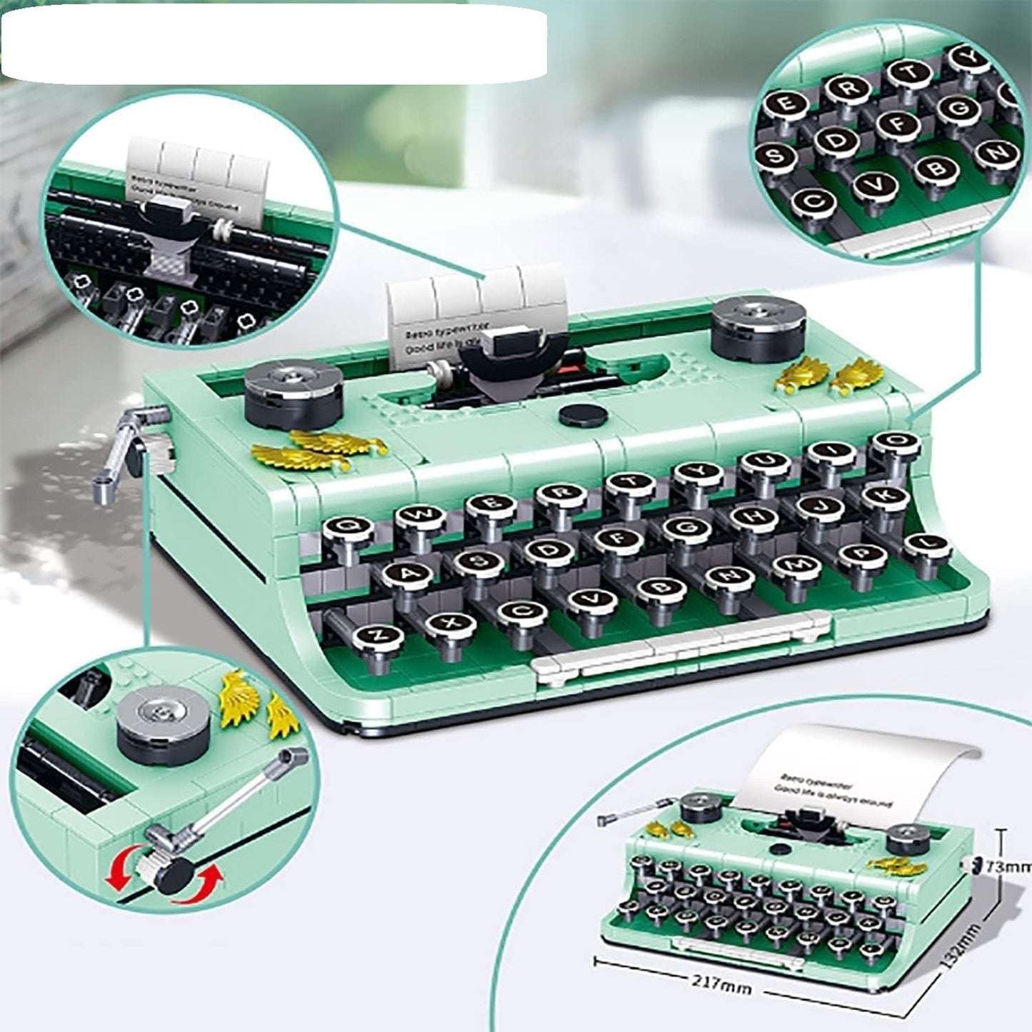 Retro Typewriter Building Blocks Set – 820pcs Micro Creative Construction Toy for Adults & Kids