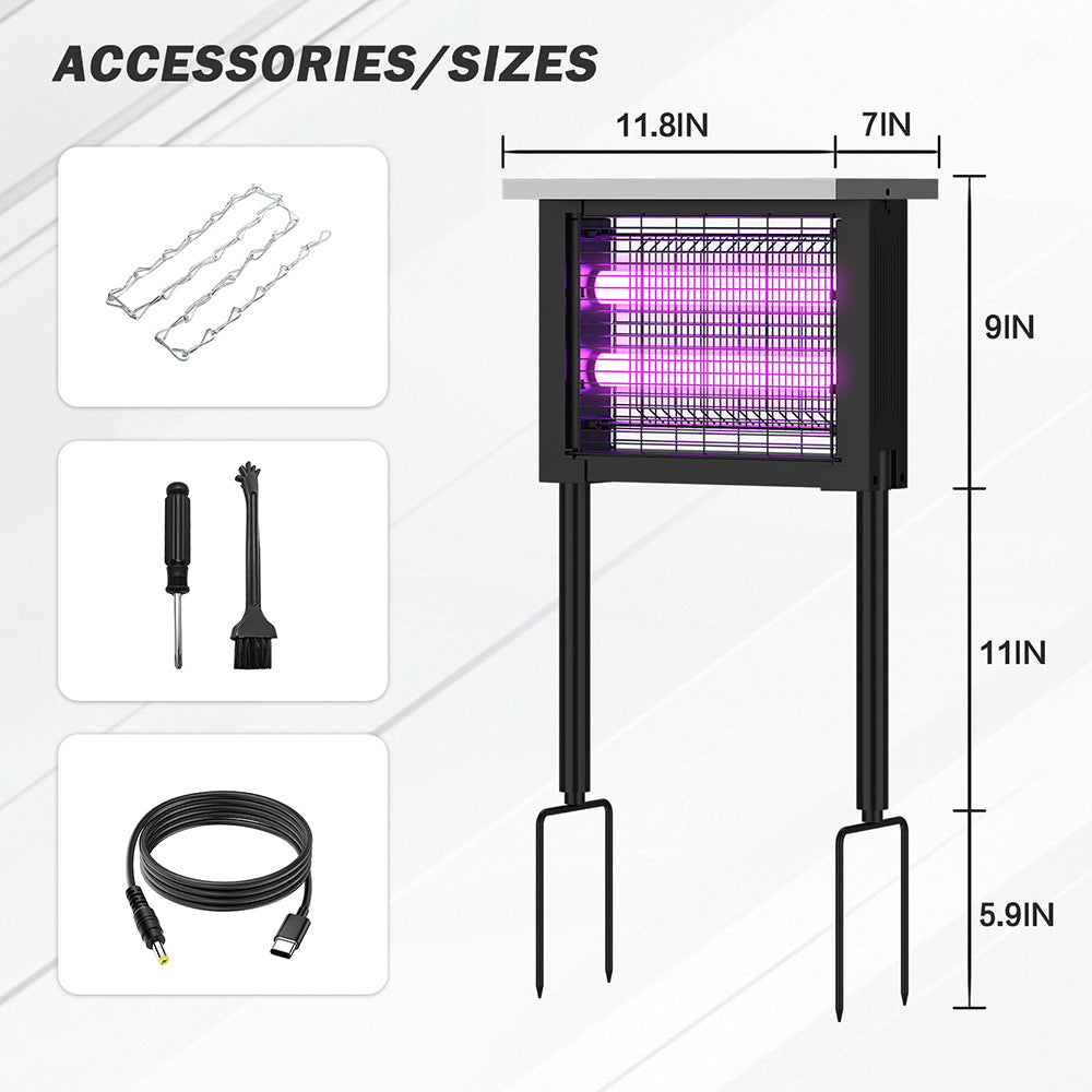 Wireless Portable Solar Bug Zapper with LED