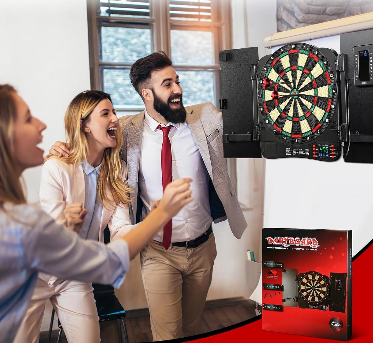 Electronic Dartboard Game with LED Lights – Multiplayer Interactive Indoor Dart Set for Family Fun, Parties, and Skill Training