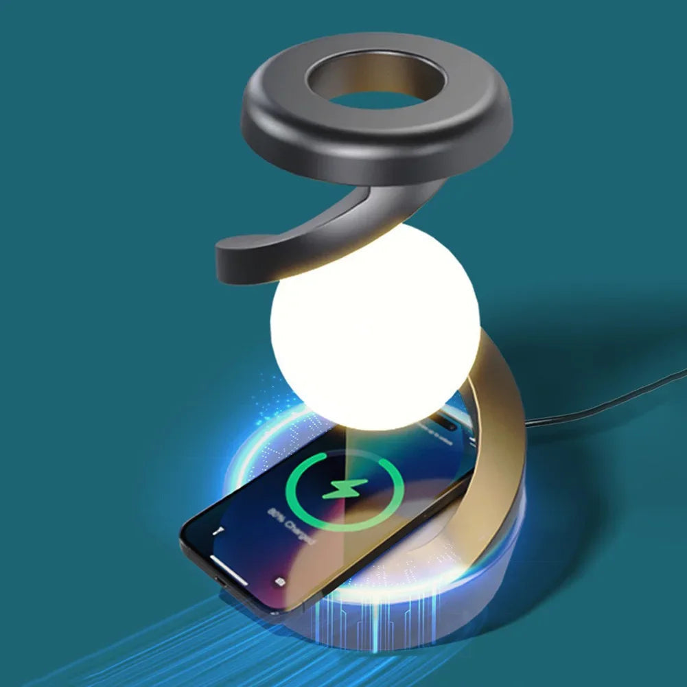 Levitating Moon Lamp – 3D Floating LED Light with Wireless Charging & Multicolor Glow