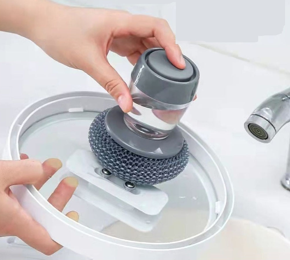 Bakeware Cleaning Brush – Heavy-Duty Steel Wire Sponge with Built-in Detergent Container for Effortless Pan & Utensil Scrubbing