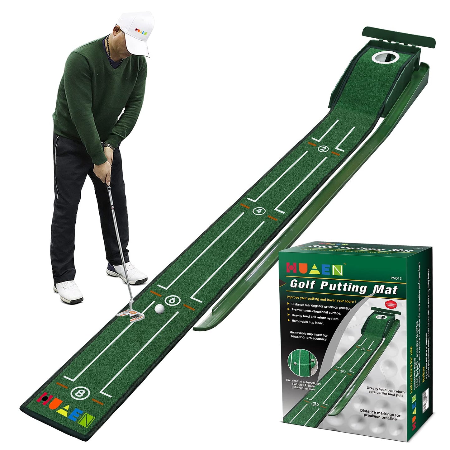 Golf Putting Green Indoor Set With Auto Ball Return