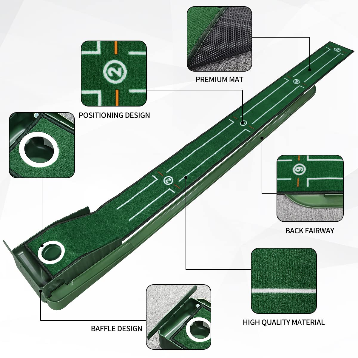 Golf Putting Green Indoor Set With Auto Ball Return