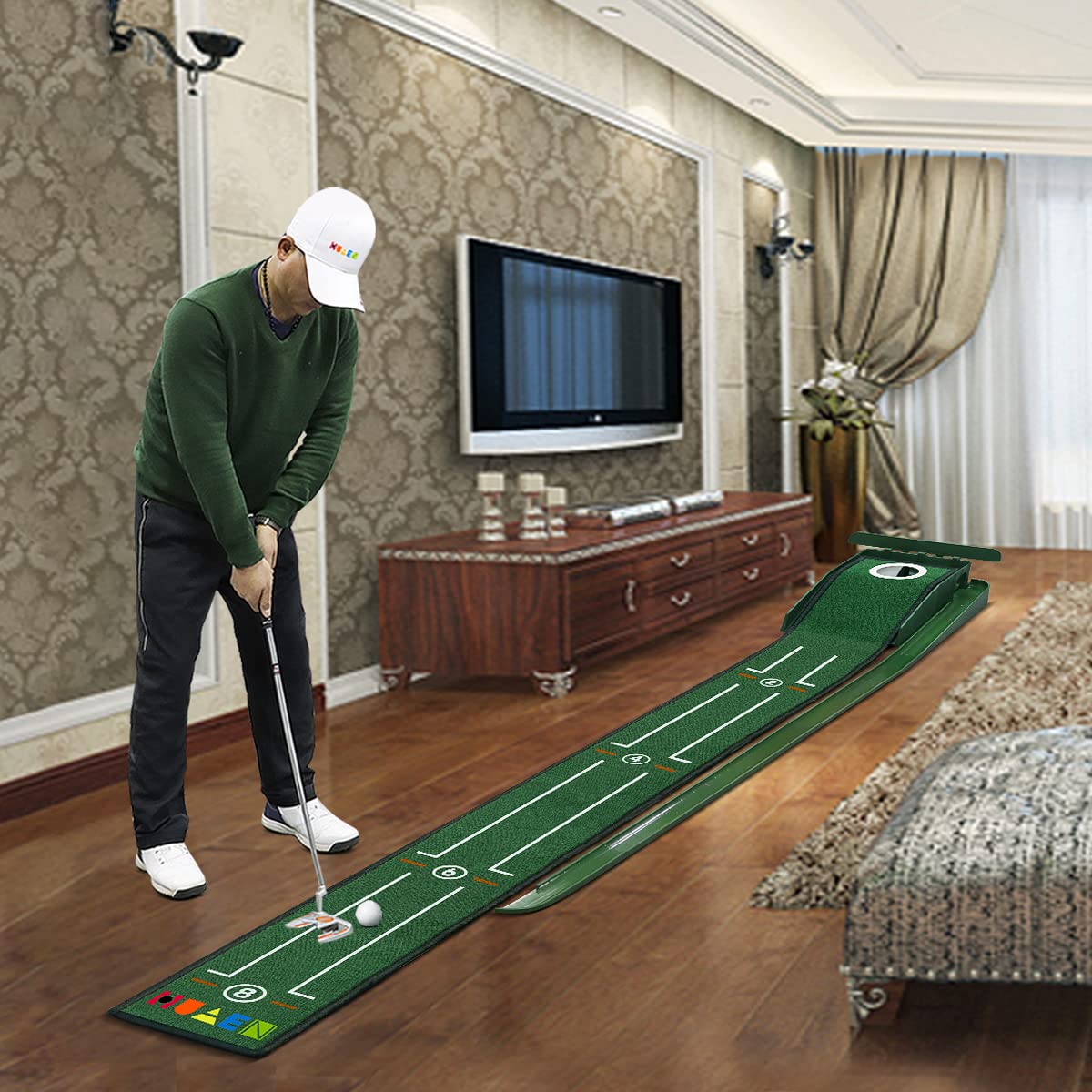 Golf Putting Green Indoor Set With Auto Ball Return