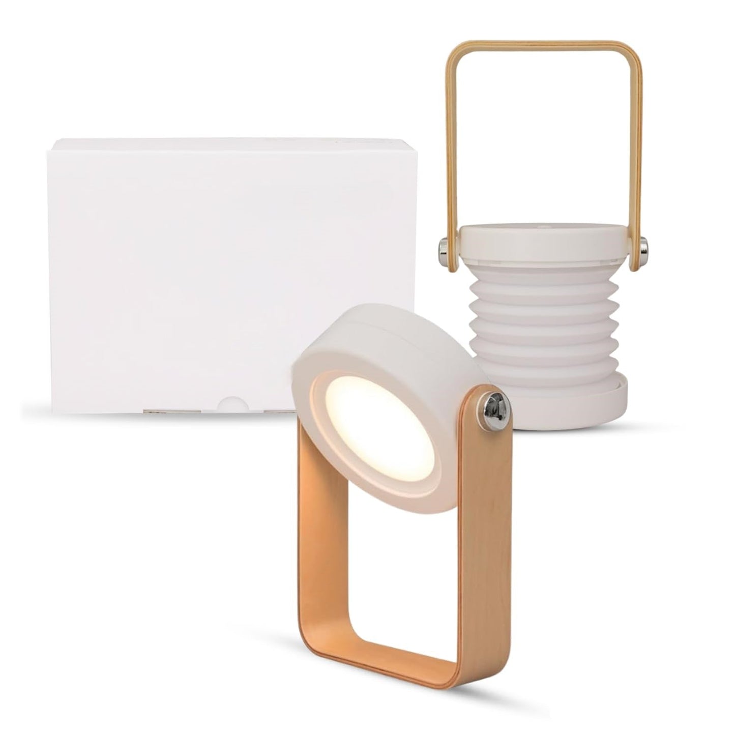 Collapsible LED Lantern with Wooden Handle – Portable Rechargeable Night Light & Reading Lamp for a Warm, Cozy Ambiance Anywhere