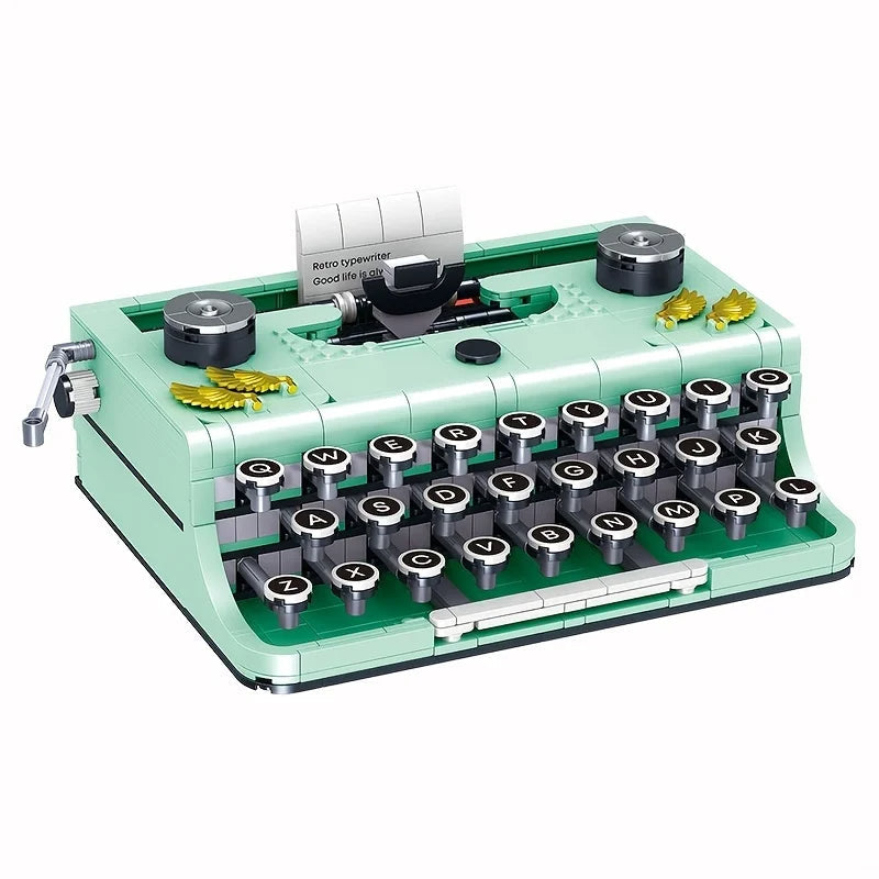 Retro Typewriter Building Blocks Set – 820pcs Micro Creative Construction Toy for Adults & Kids