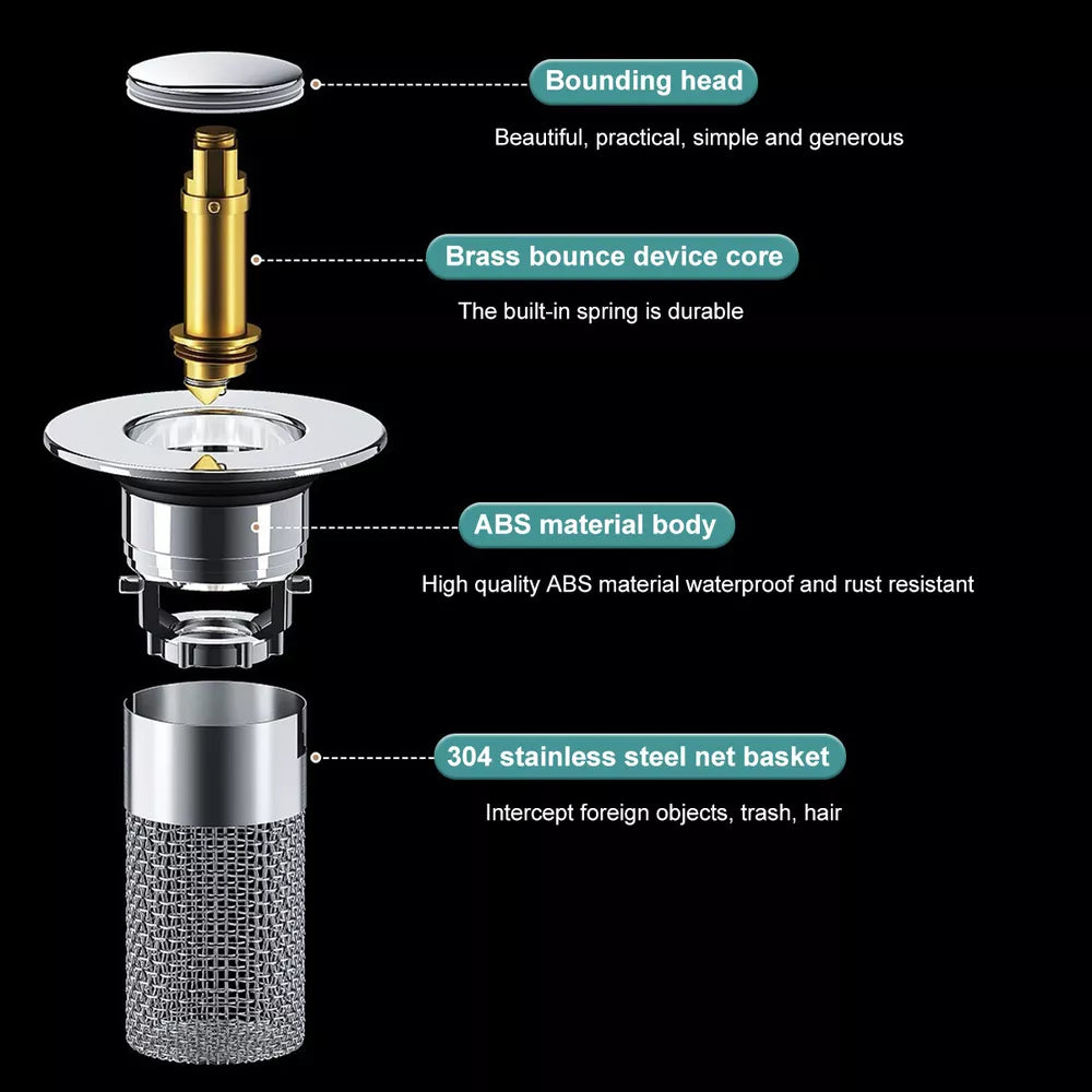Odor Isolation Pop Up Sink Stopper – Keep Drains Clean & Fresh