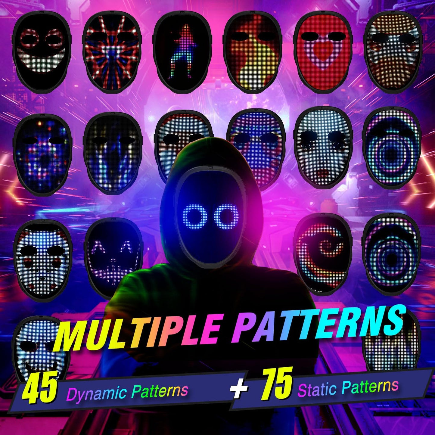 Smart LED Light-Up Mask for Halloween and Parties