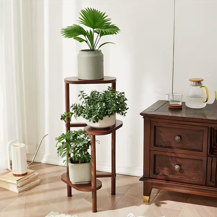 3 Tier Bamboo Tall Corner Plant Rack Planter Stand Flower Pot Holder