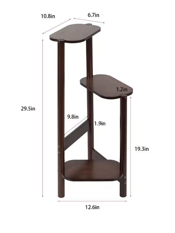 3 Tier Bamboo Tall Corner Plant Rack Planter Stand Flower Pot Holder