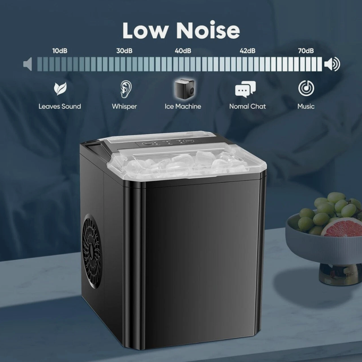 Countertop Ice Maker Portable Ice Machine Self-Cleaning 9 Cubes in 6 Mins 26 lbs
