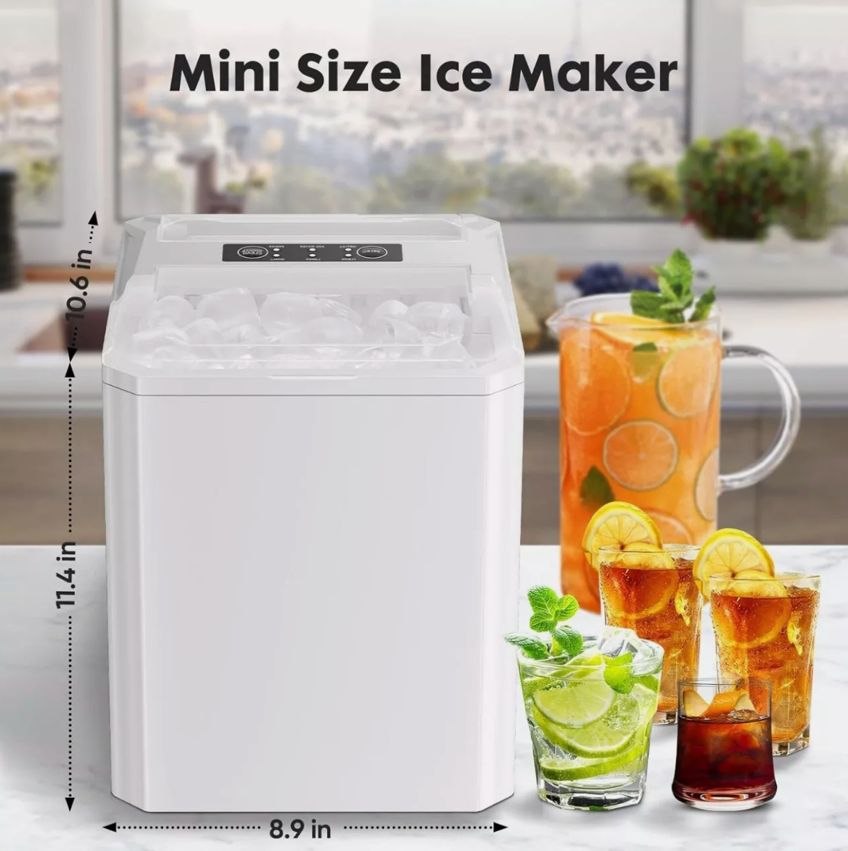 Countertop Ice Maker Portable Ice Machine Self-Cleaning 9 Cubes in 6 Mins 26 lbs