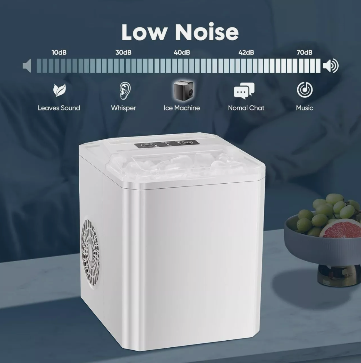 Countertop Ice Maker Portable Ice Machine Self-Cleaning 9 Cubes in 6 Mins 26 lbs