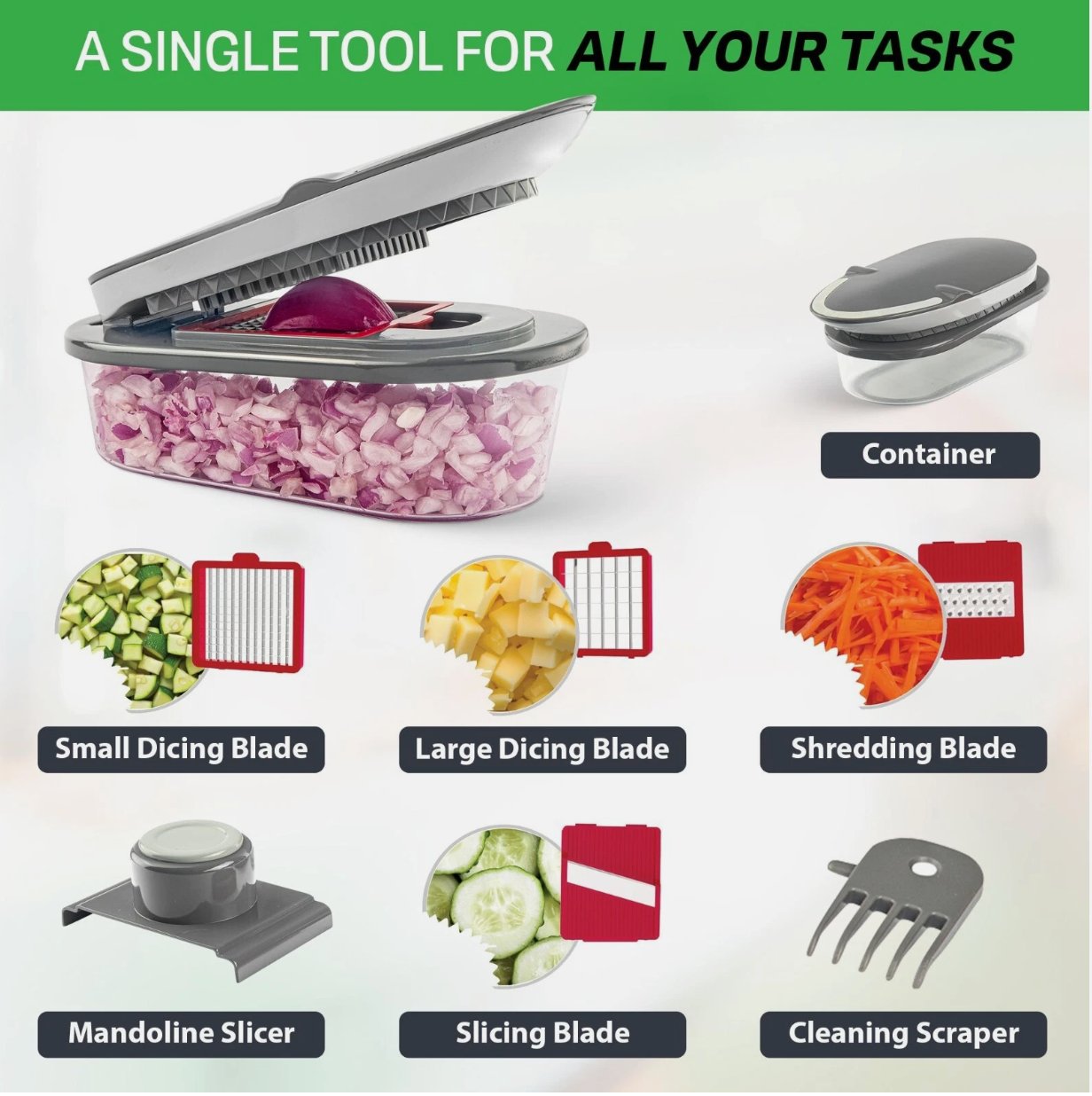 All in 1 Sharp Veggie Chopper Food, Vegetable, and Salad Chopper