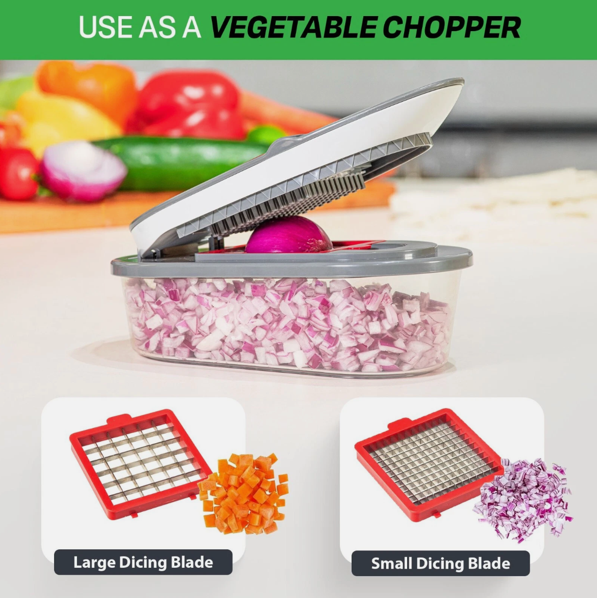 All in 1 Sharp Veggie Chopper Food, Vegetable, and Salad Chopper