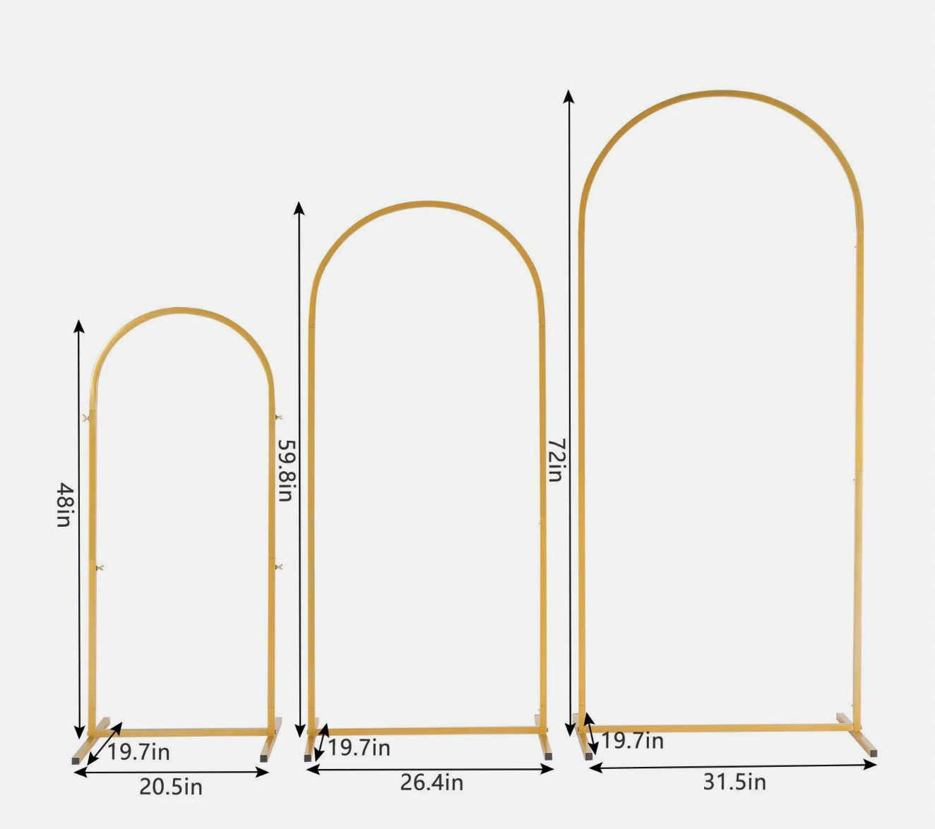 Metal Arch Backdrop Stand Gold Wedding Arch Stand Set of 3(6FT/5FT/4FT)for Party
