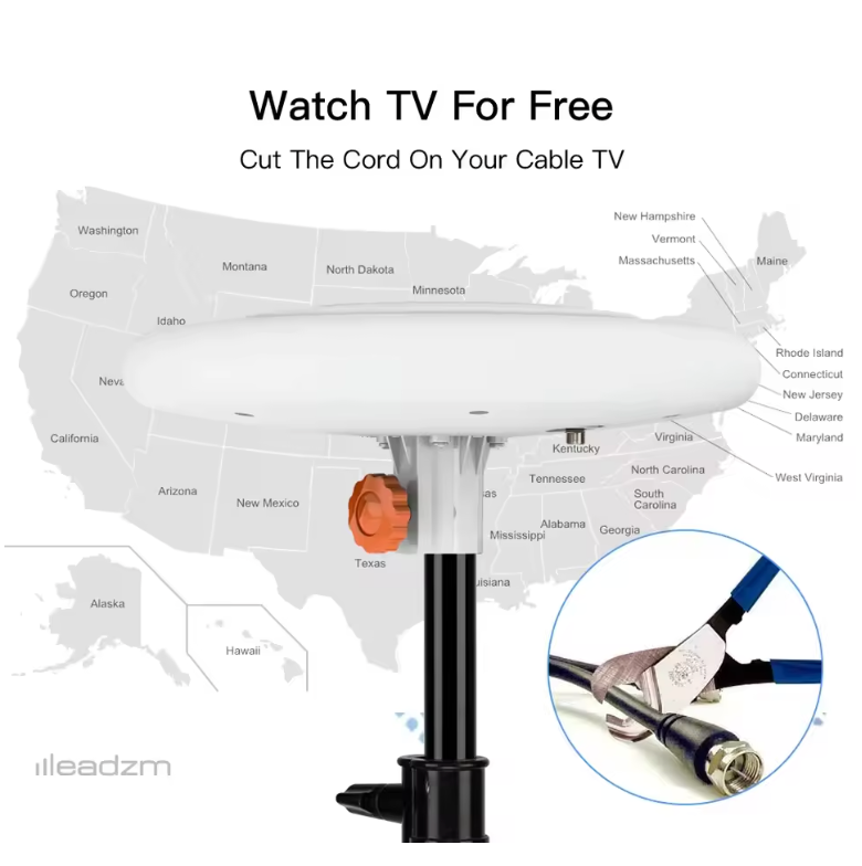TA-A1 150 Miles TV Antenna Indoor Outdoor Omni-directional 360 Degree Reception solid structure, weather proof