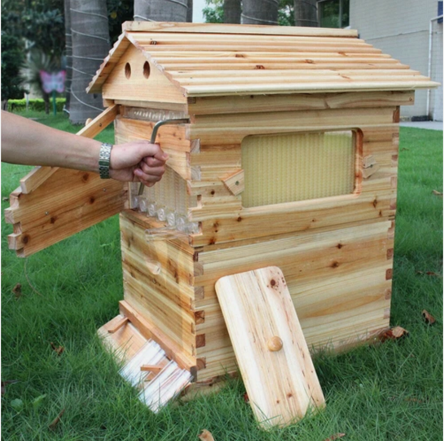 Auto Seep Full Set 7PCS Beehive Honey Hive Frame +Cedarwood Beekeeping Brood Box