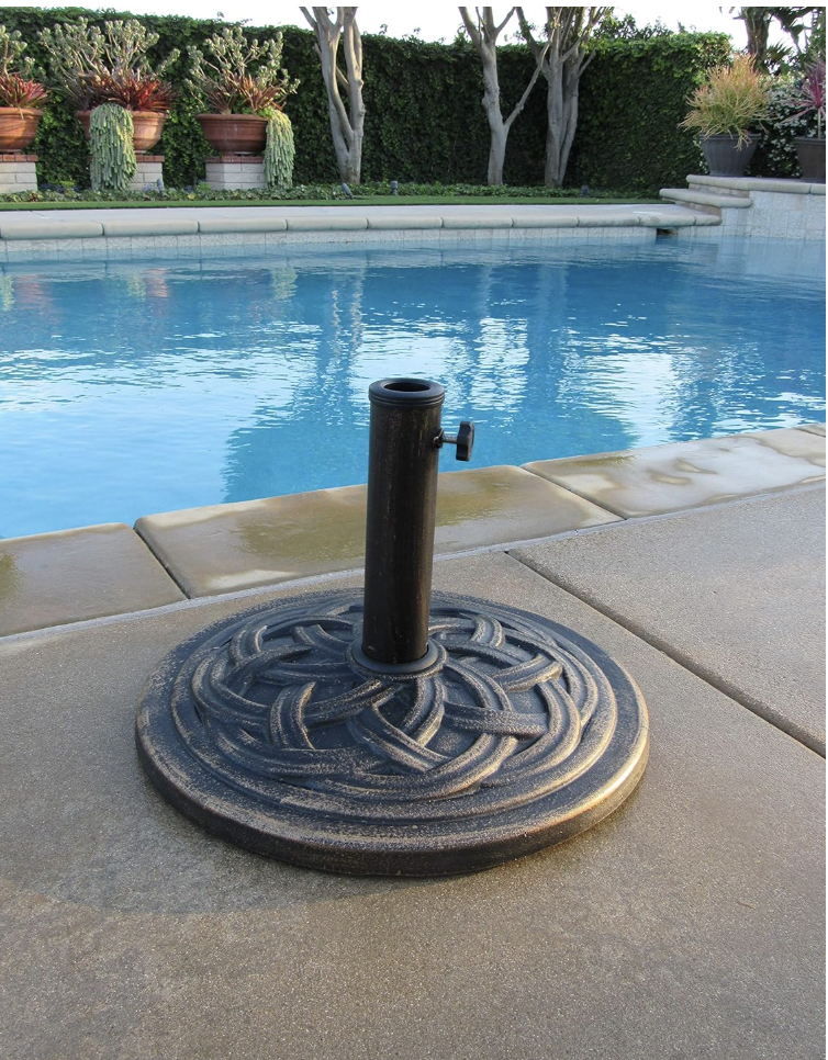 UBP18181-BR 18-Inch Cast Stone Umbrella Base, Made from Rust Free Composite Materials, Bronze Powder Coated Finish