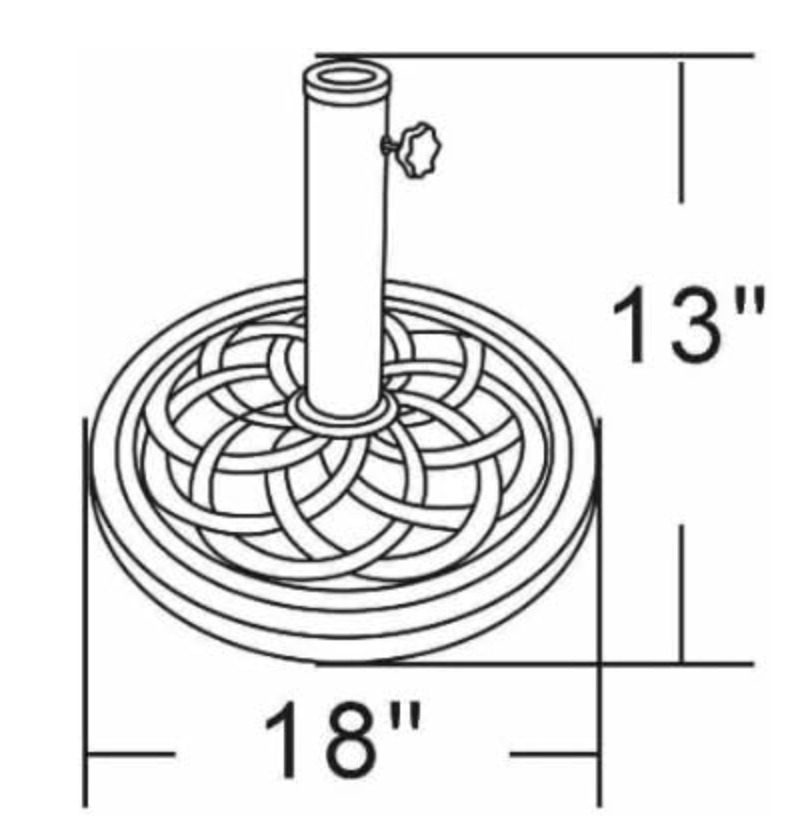 UBP18181-BR 18-Inch Cast Stone Umbrella Base, Made from Rust Free Composite Materials, Bronze Powder Coated Finish