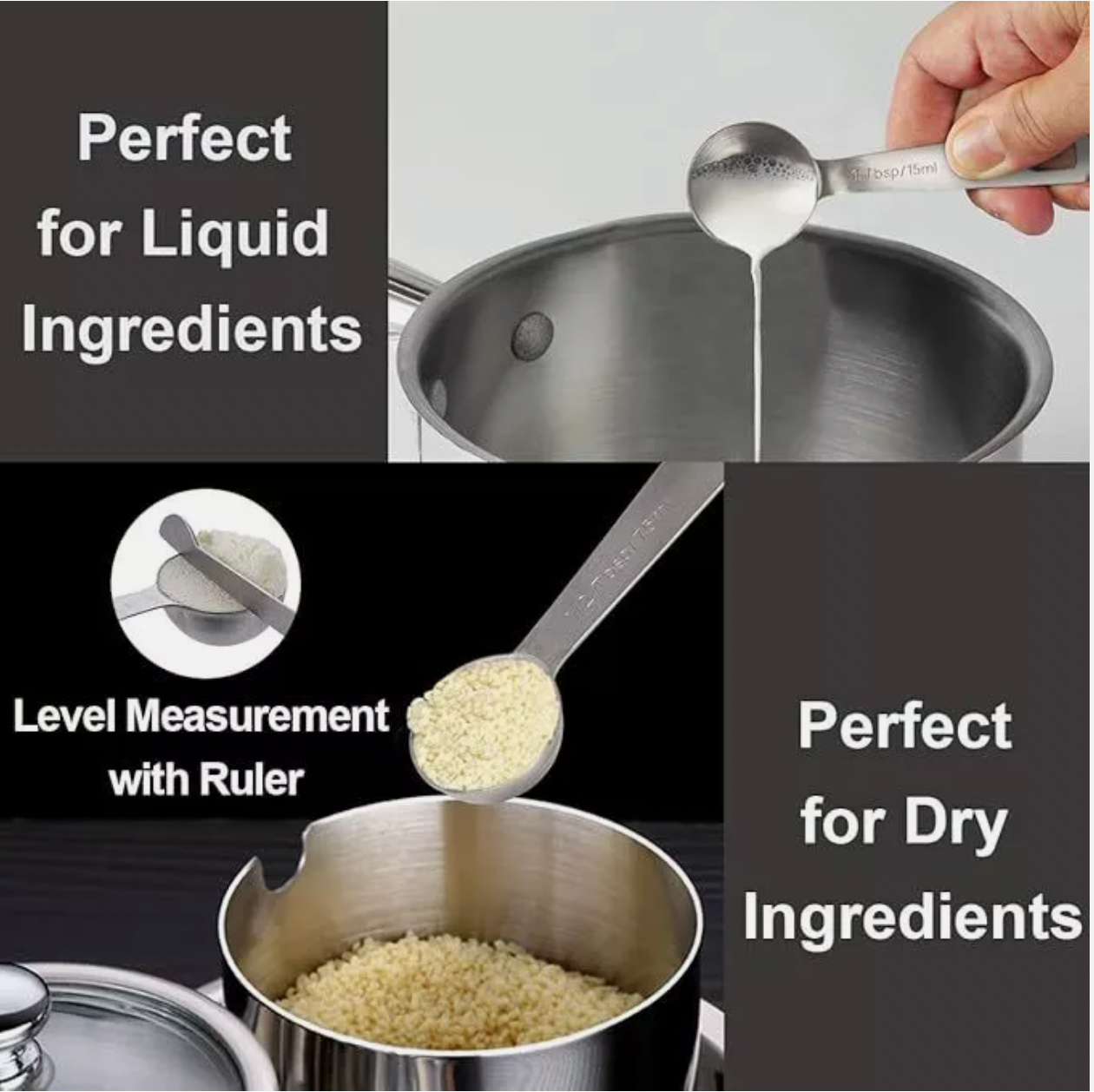 20 Pcs Measuring Cups and Measuring Spoons Set Stainless Steel Measure Cup Set