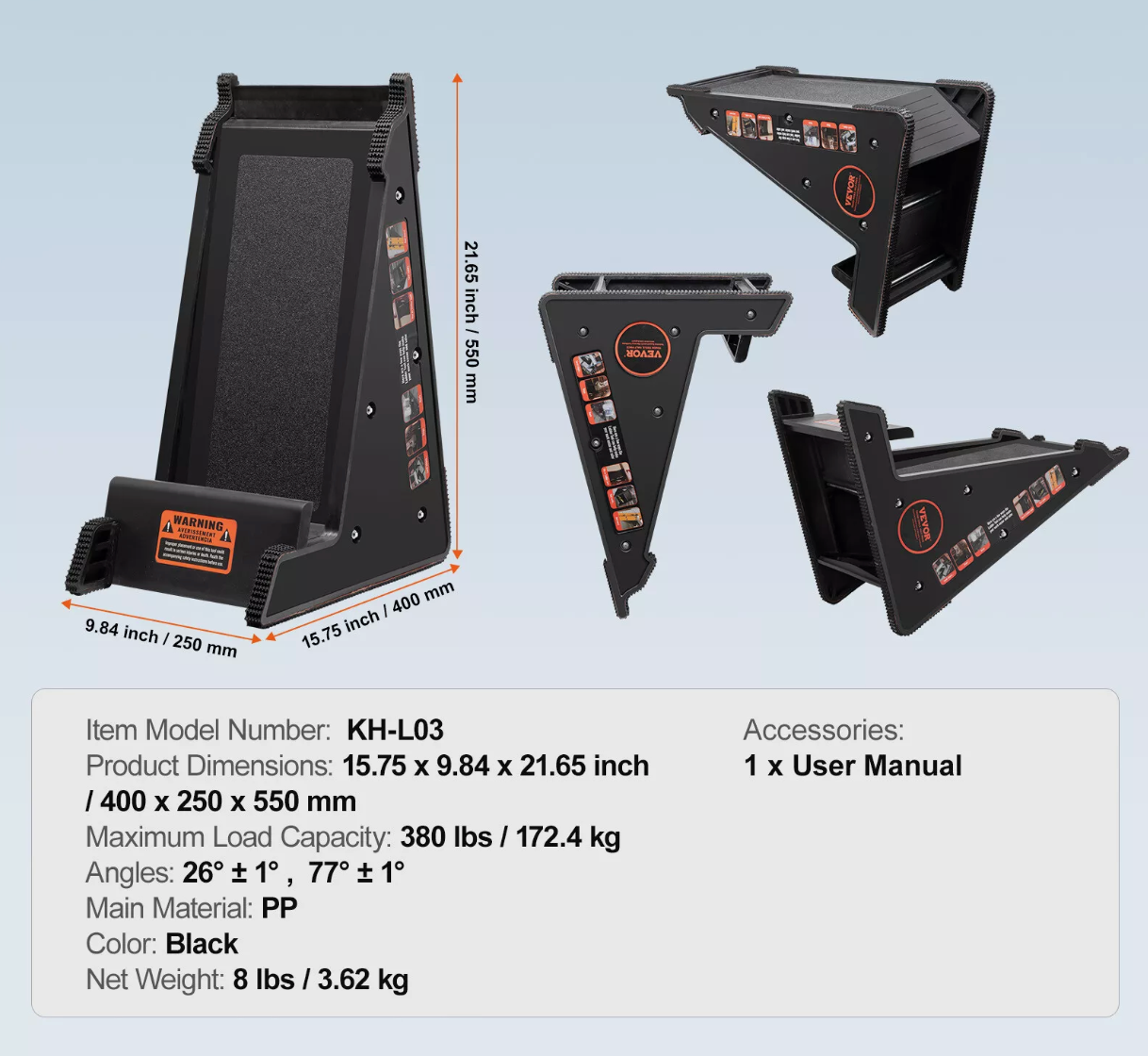 Ladder Levler 380lbs Load PP Leveling Tool with Storage for Uneven Ground