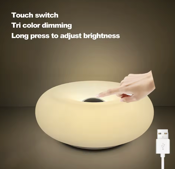 Donut Lamp – LED Dimmable Orange Table & Wall Lamp, Energy-Efficient Glass Light for Living Room, Bedroom, Dorm