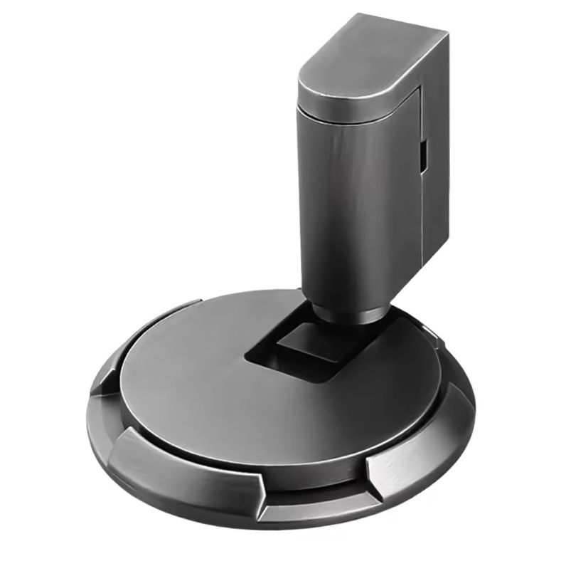 Windproof Door Stoppers Indoor Adjustable Safety Bottom of Door Holder No Drilling Heavy Duty Mechanical Floor Door Stop with Screws and Adhesive Polished Gold