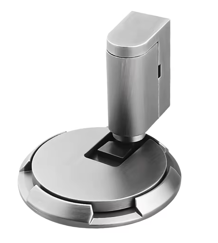 Windproof Door Stoppers Indoor Adjustable Safety Bottom of Door Holder No Drilling Heavy Duty Mechanical Floor Door Stop with Screws and Adhesive Polished Gold