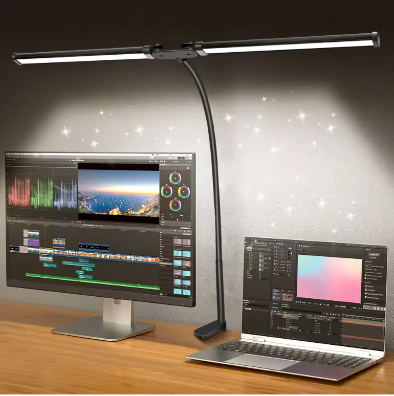 Double Single Head LED Architect Desk Lamp – 18W Eye-Caring Task Light with 3 Modes & 6 Brightness Levels for Office, Workbench & Study
