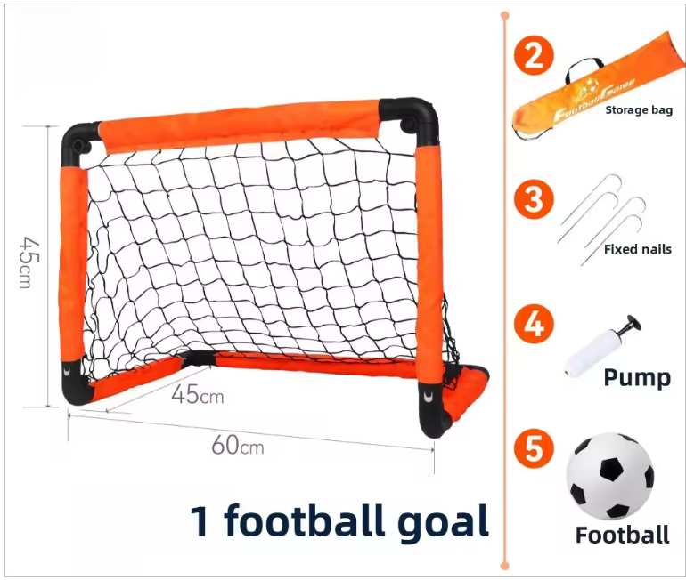 Foldable Kids Soccer Goal Set with Ball & Ground Stakes – Easy-to-Assemble Football Gate for Backyard Fun, Park Games & Training