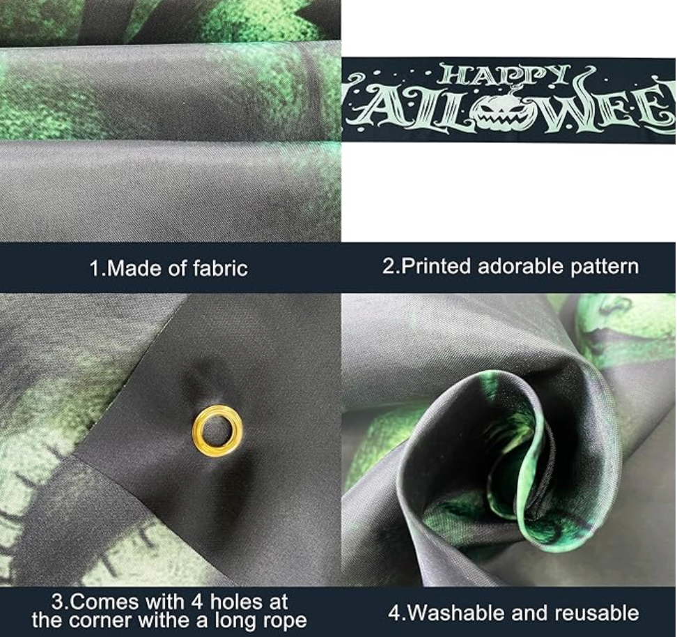 Happy Halloween Outdoor Sign, 120 x 20 Inch, Halloween Yard Banner, Halloween Decorations for Outdoors