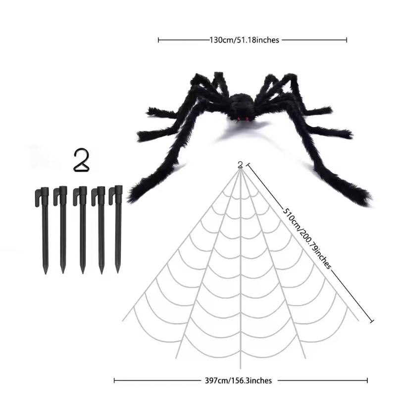 200 Inch Halloween Spider Web with 47 Inch Giant Spider – Outdoor Yard, Indoor Home & Party Decorations, Scary Haunted House Décor