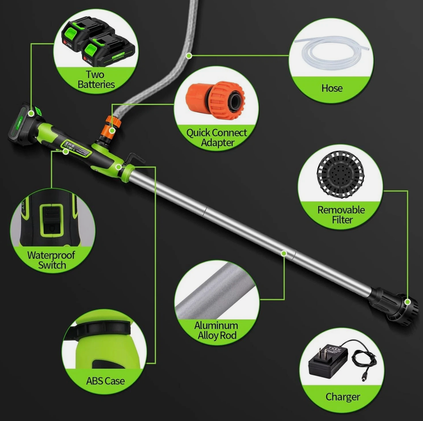 Cordless Stick Water Transfer Pump with 2 Batteries