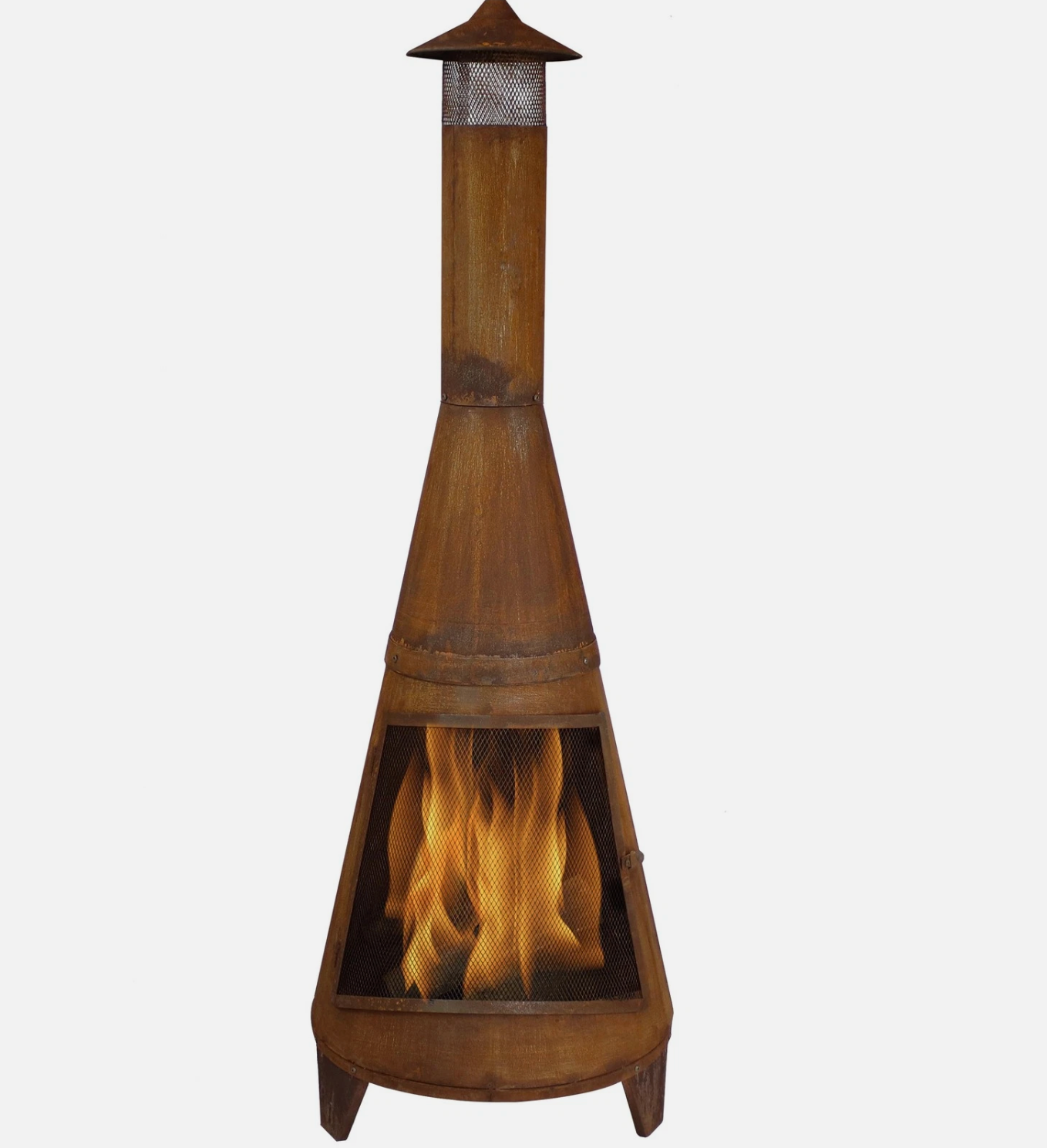 70 in Steel Wood Burning Chiminea Fire Pit with Rain Cap