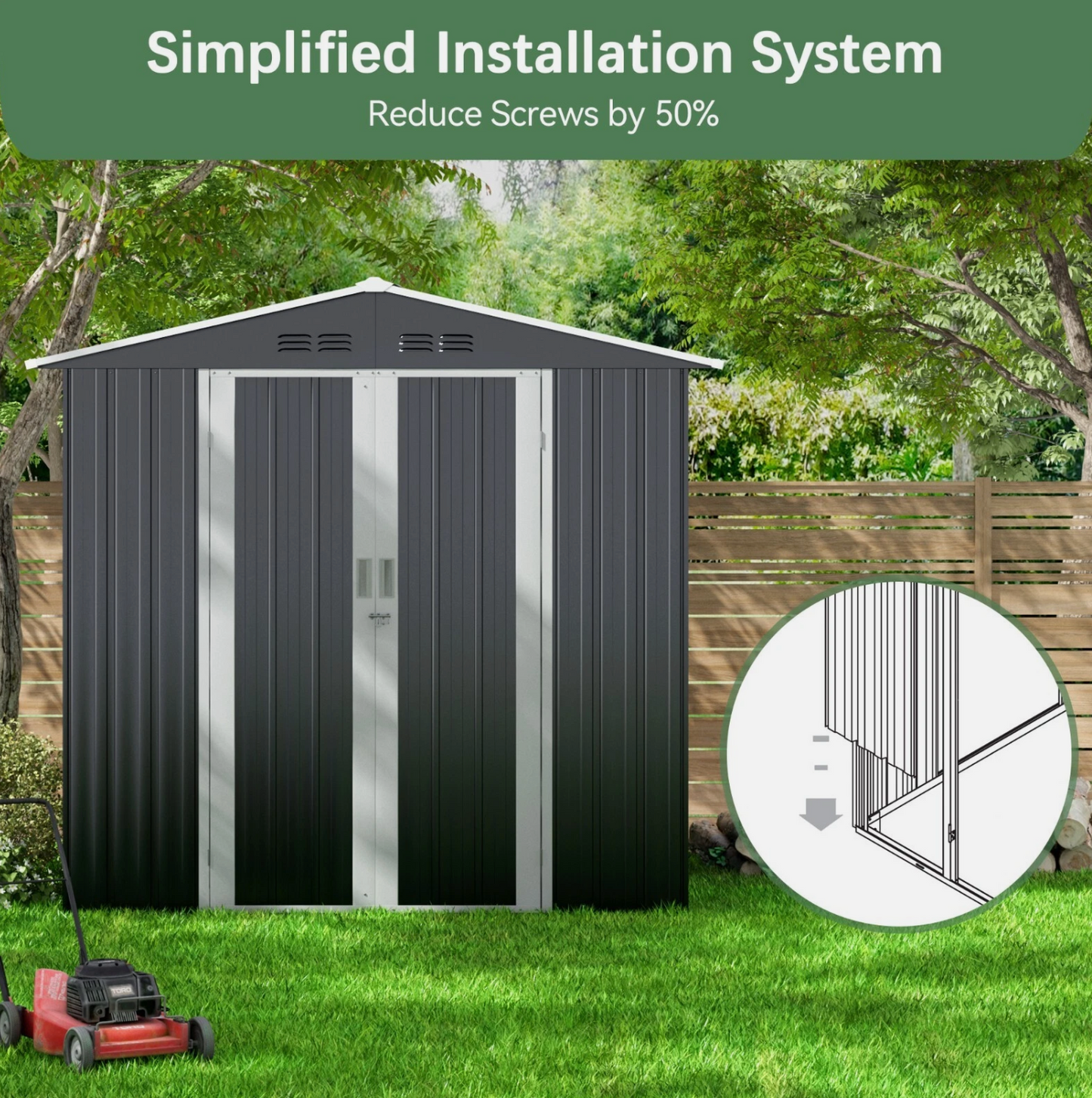 6'x4' Storage Shed Outdoor Metal Tool Shed with Lockable Doors for Patio,Lawn