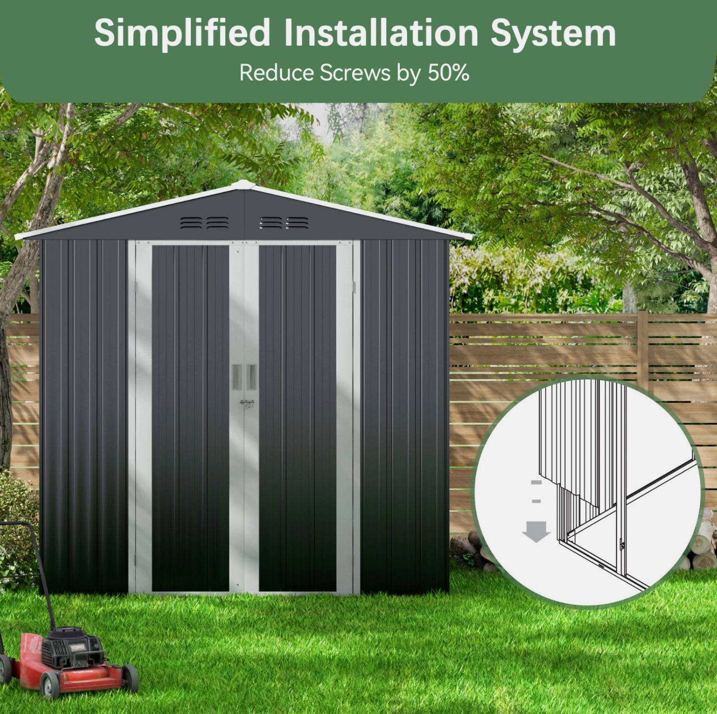 6'x4' Storage Shed Outdoor Metal Tool Shed with Lockable Doors for Patio,Lawn