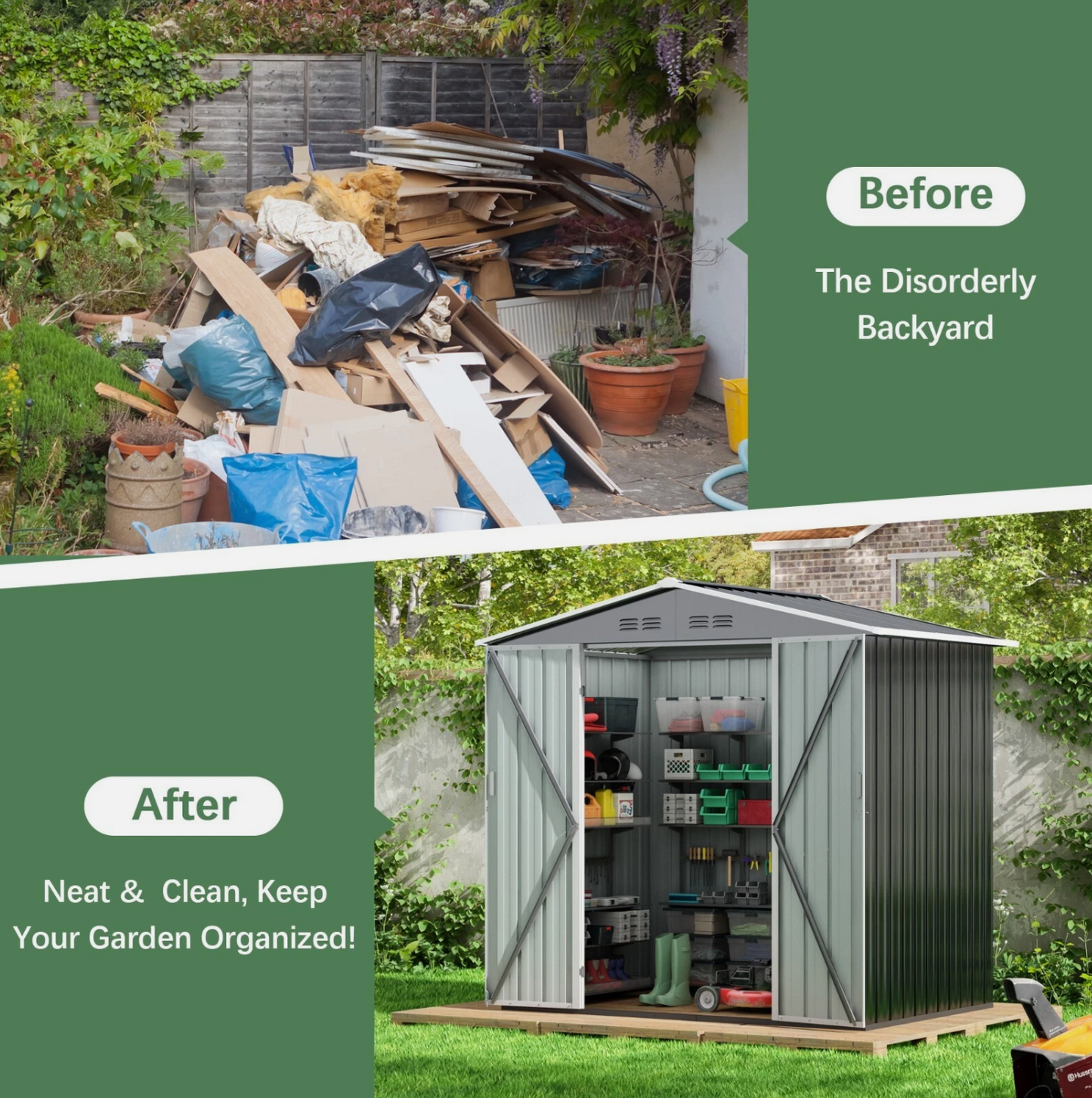 6'x4' Storage Shed Outdoor Metal Tool Shed with Lockable Doors for Patio,Lawn