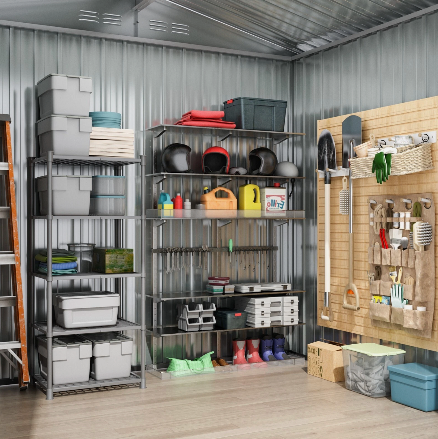 6'x4' Storage Shed Outdoor Metal Tool Shed with Lockable Doors for Patio,Lawn