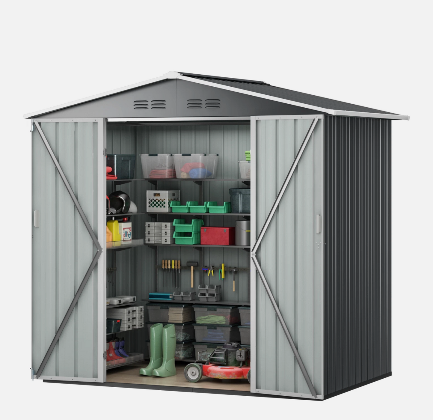 6'x4' Storage Shed Outdoor Metal Tool Shed with Lockable Doors for Patio,Lawn