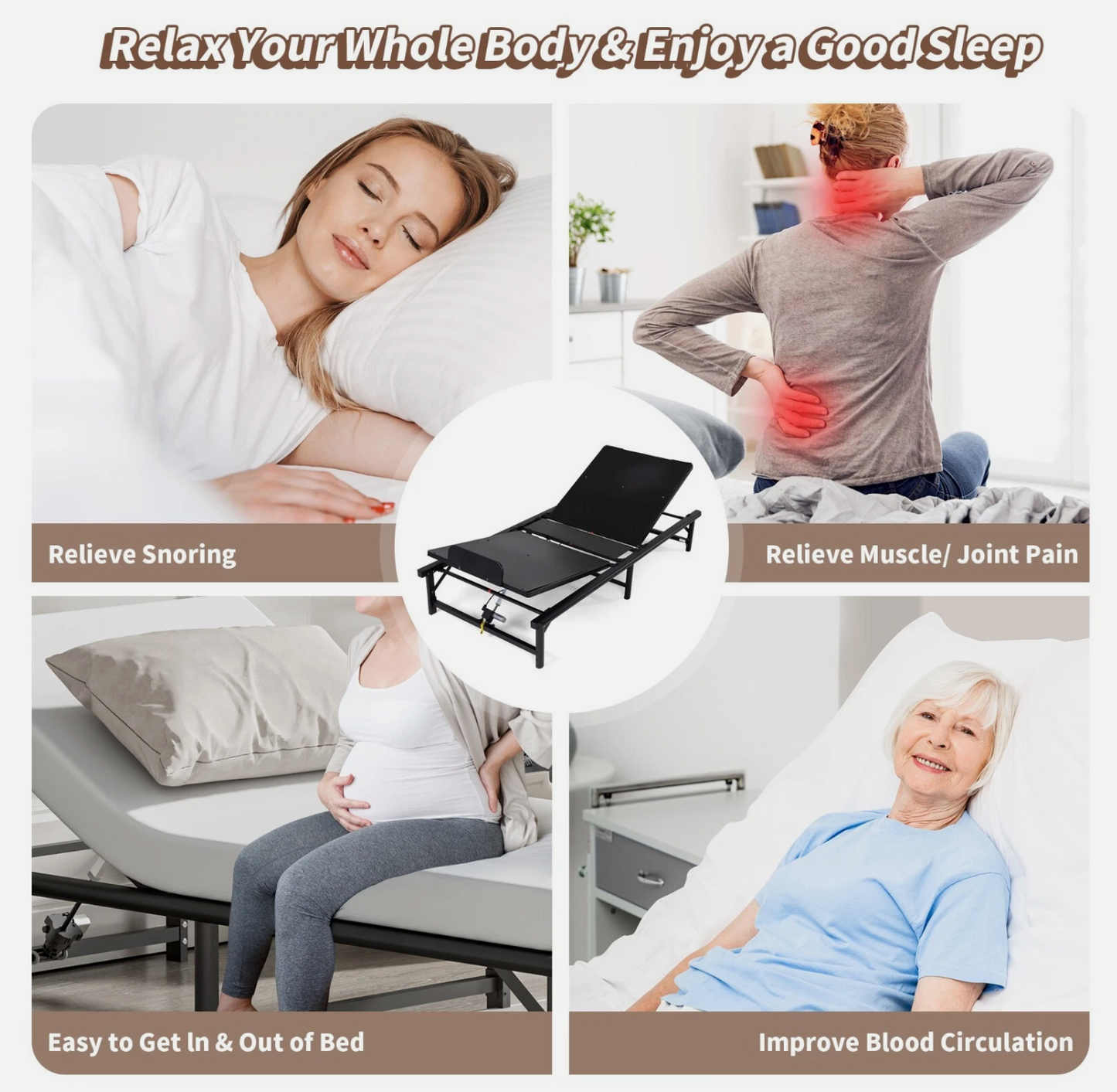 Twin XL Electric Bed Frame Head & Foot Incline Bed Base w/ Wired Remote Control